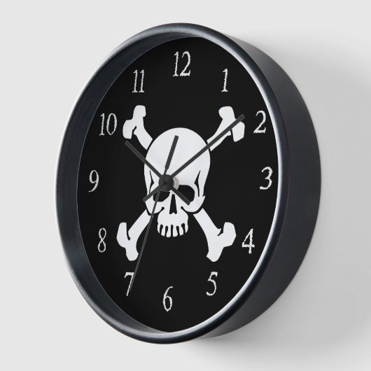 Horloge Pirate Flag, Skull and Crossbones, Jolly Rodger (Angle)