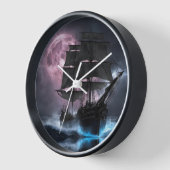 Horloge Pirate Ship foudre fraise lune Personnaliser (Angle)