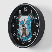 Horloge Pitbull blanc aux yeux bleus (Angle)