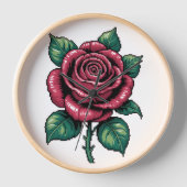 Horloge Pixel Rose – Art Floral Rétro (Recto)
