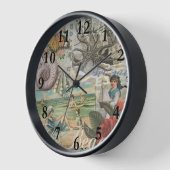 Horloge plage d'été poulpe vintage antique voile (Angle)