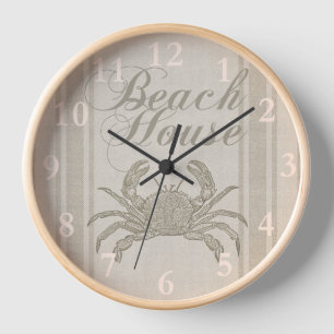 Horloge Plage Maison Crabe Plage Côte Vintage côtière