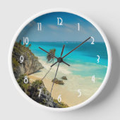 Horloge Plage tropicale aux palmiers balayés par le vent (Recto)