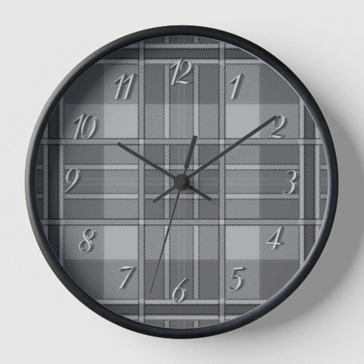 Horloge Plaid noir blanc gris (Recto)