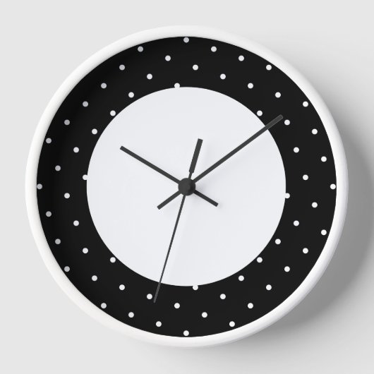 Horloge Plaisant Polka Noire Moderne Dotée Rim Extérieur S (Recto)