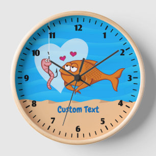 Horloge Poisson et appât dans l'horloge amoureuse