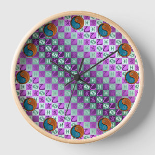 Horloge Poissons & Sanglier de Bois