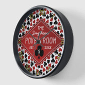 Horloge Poker Room Casino Personnalisable Nom de texte Con (Angle)