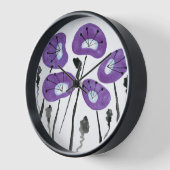Horloge Poppies pourpres modernes du milieu du siècle, Fle (Angle)