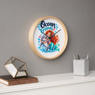Horloge Porte-clés design dauphin amis de l'océan sirène m