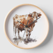 Horloge Portrait de vache de ferme rustique (Recto)