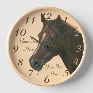Horloge portrait équin art de chestnut mare cheval