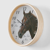 Horloge portrait équin de marron de châtaigne (Angle)