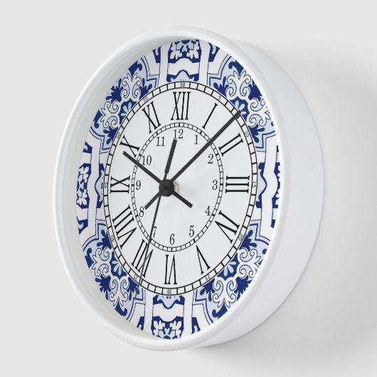 Horloge Portuguese blue tile square wall clock (Angle)