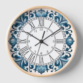 Horloge Portuguese blue tile square wall clock (Recto)