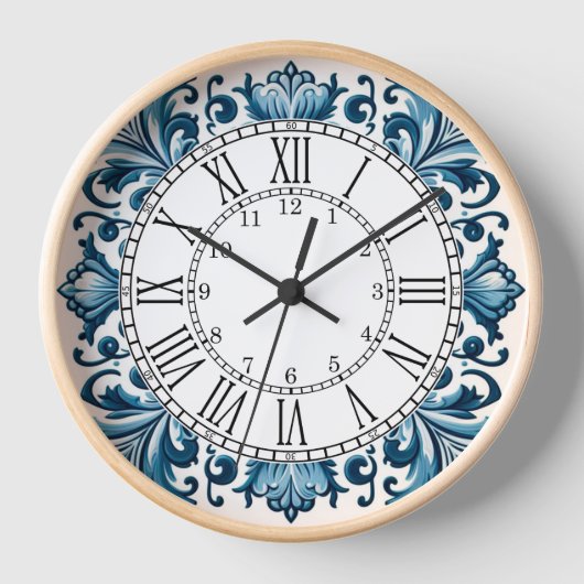 Horloge Portuguese blue tile square wall clock (Recto)