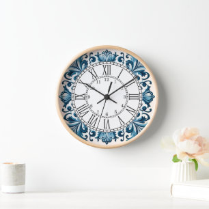 Horloge Portuguese blue tile square wall clock