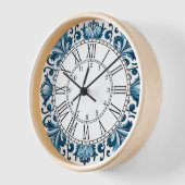 Horloge Portuguese blue tile square wall clock (Angle)