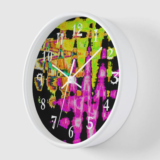 Horloge Poster d'art Abstrait Neon Glitch Imprimer (Angle)