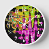 Horloge Poster d'art Abstrait Neon Glitch Imprimer (Recto)