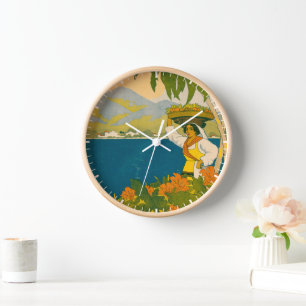 Horloge Poster Vintage voyage Pour La Jamaïque