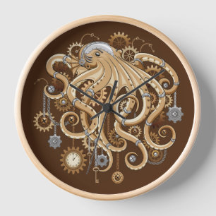 Horloge Poulpe Steampunk Rétro Fantastique Mécanique