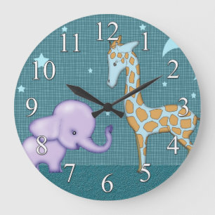 Horloge pour enfants Safari Éléphant et Girafe Ani