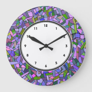 Horloge pourpre de motif de mosaïque d'abrégé s
