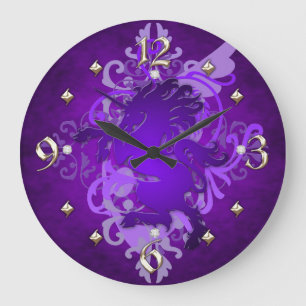 Horloge pourpre d'imaginaire de licorne