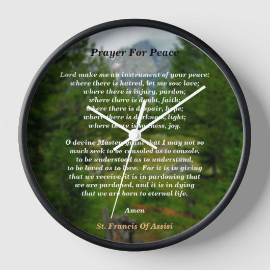 Horloge Prière pour la paix (Recto)