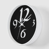 Horloge Quatre grands nombres blancs en noir (Angle)