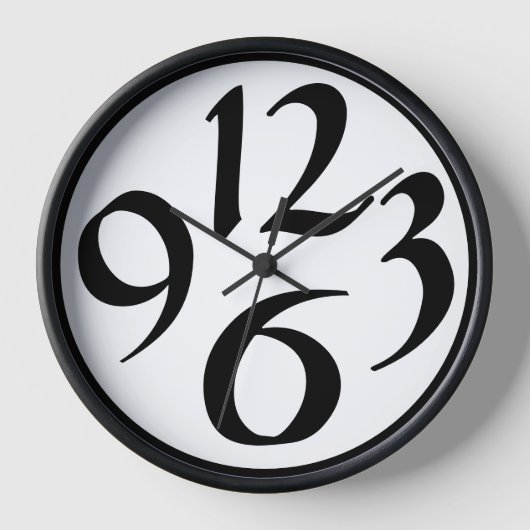Horloge Quatre grands nombres noirs funky, blanc (Recto)