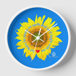 Horloge qu'il y ait la paix sur terre - tournesol