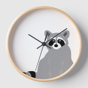 Horloge Raccoon noir et blanc minimaliste moderne