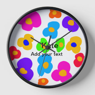 Horloge Rainbow flower pride amour ajouter nom texte lqbtq