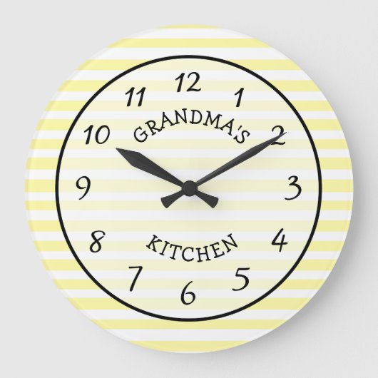 Horloge rayée jaune et blanc de la cuisine de gran (Recto)