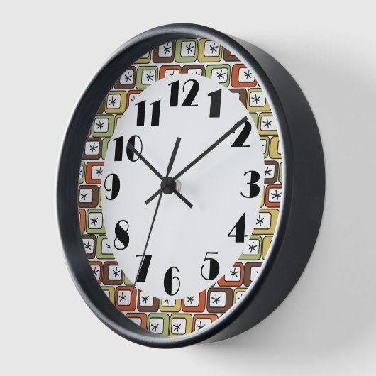 Horloge Rectangles rétro avec Starbursts (Angle)