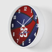 Horloge red blue boys girrball basketball personalized (Angle)