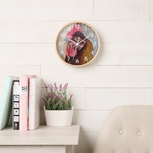 Horloge Red Chicken Hen Photo (Salle de lecture)