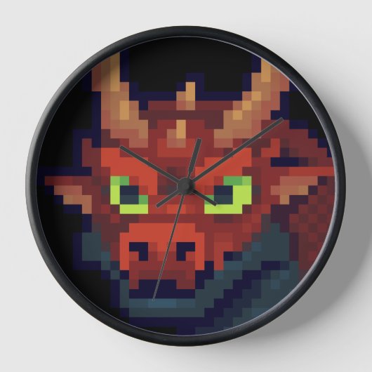 Horloge Red Dragon, art pixelisé (Recto)