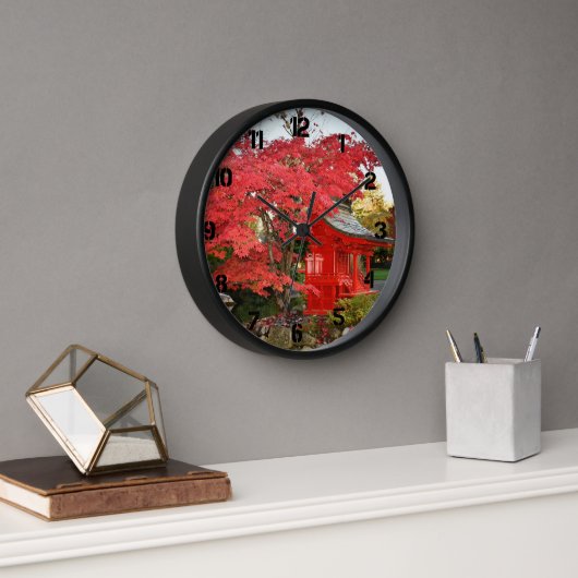 Horloge Red Japanese Maple and Garden Shrine (Bureau)