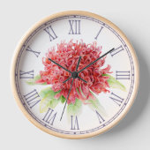 Horloge Red waratah Watercolor floral wall clock (Recto)