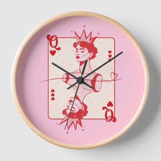 Horloge Reine des Coeurs rouge et rose (Recto)