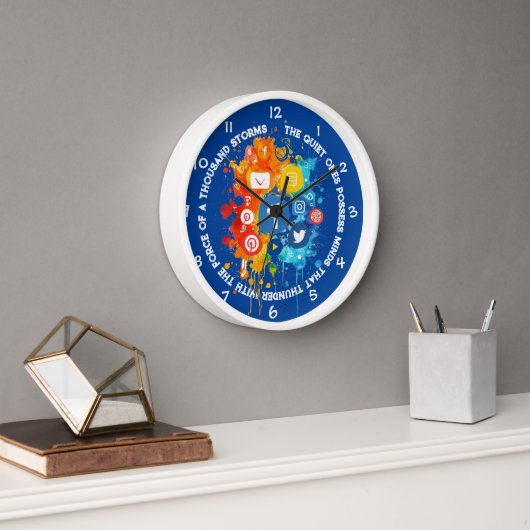 Horloge Réseau social Icônes Blue I Citer Silence et espri (Bureau)
