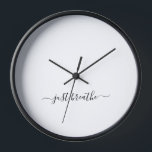 Horloge Respire juste le yoga noir blanc<br><div class="desc">Élégant juste respirer blanc horloge de yoga noir.</div>