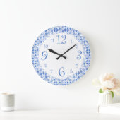 Horloge rétro amusante Cuisine bleue et blanche (Maison)