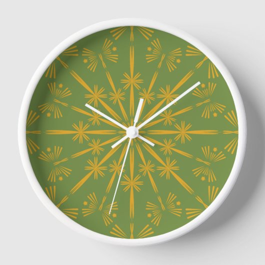 Horloge Retro Mandala Avocado en bois encadrée (Recto)
