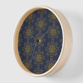 Horloge Retro Mandala Midnight Wood encadrée (Angle)