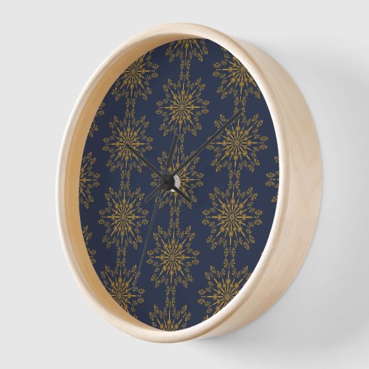 Horloge Retro Mandala Midnight Wood encadrée (Angle)