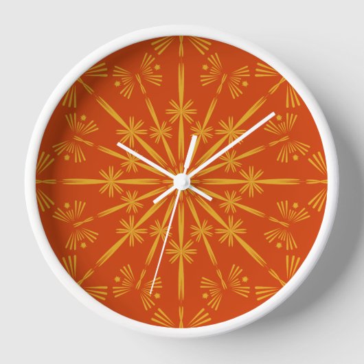 Horloge Retro Mandala Papaya en bois encadrée (Recto)